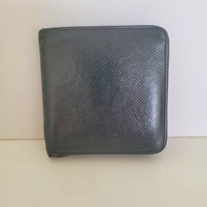 Louis Vuitton Taiga Leather Zip Around Bifold Wallet Green CA0011 Mens Compact